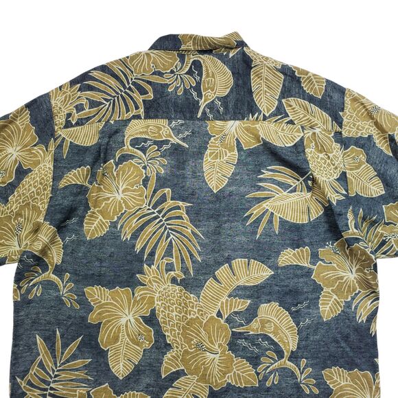 Vintage Tommy Bahama Linen Hawaiian Shirt Mens Large Floral TropicalShort Sleeve - Picture 8 of 8